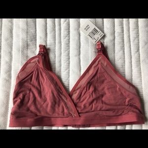 NWT- mesh nursing wireless bra - burgundy
